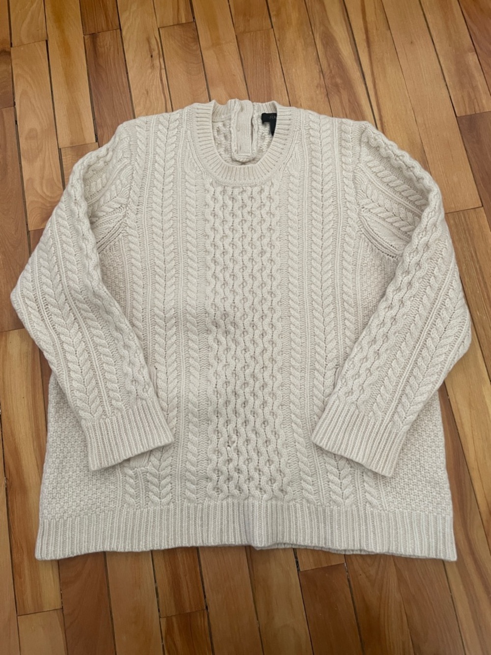 J Crew Cream Fisherman Cable Knit Sweater